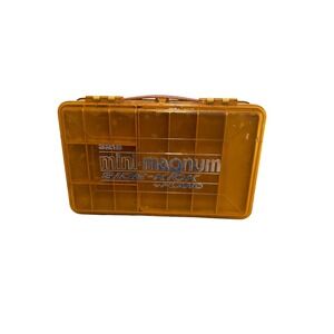 Vintage Plano 3215 Mini-Magnum Side-Kick Tackle Box Amber Yellow Fishing Case